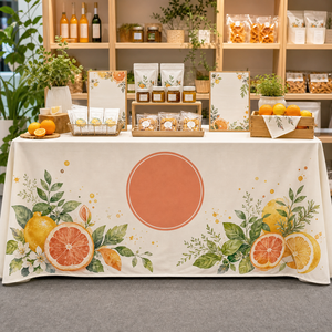 Blue Geometric Custom Logo Printed <b>Tablecloth</b> for Exhibition Trade Show Display Table - Product Image 6