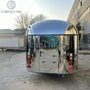Kiosque de nourriture de rue vintage, camion de café, remorque alimentaire mobile rapide en acier inoxydable de 5 m - Product Image 5