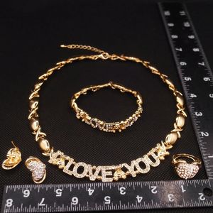 Yulaili mode bijoux baiser et câlin ensembles de bijoux plaqué or femmes je t'aime conception Costume accessoires cadeau de fête d'anniversaire - Product Image 2