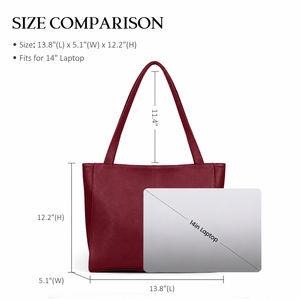 Bolso Tote de Cuero Genuino Resistente al Agua, Bolsos de Hombro para Mujer, Bolsos de Mano con Bordado y Compartimento para Portátil - Product Image 3