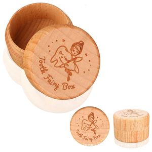 Tooth Fairy <b>Box</b> Wooden Round Storage For Childrens <b>Baby</b> Teeth Keepsake Natural Wood Color Ly1107 - Product Image 2