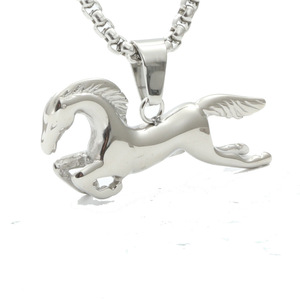 Collar con colgante de poni, acero inoxidable, forma de animal, regalo unisex, joyería - Product Image 1