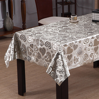 Nappe en PVC métallique argentée à motif floral RNPT, avec support tissé, imperméable et résistante à la chaleur, pour table à manger