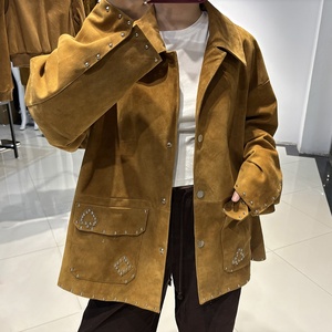 <span class=keywords><strong>Chaqueta</strong></span> de Gamuza con Remaches Extra Grande de Alta Calidad para Mujer, Otoño 2025, <span class=keywords><strong>Chaqueta</strong></span> de Cuero Genuino para Mujer - Product Image 4