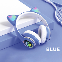 Auriculares inalámbricos con luz Flash y micrófono para niños y niñas, cascos con orejas de gato, LED, regalo