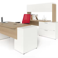Bureau d'angle avec bibliothèque intégrée, bureau d'ordinateur combiné avec bibliothèque, style luxe léger, bureau d'étude à domicile avec dossier