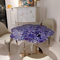 Table de salle à manger moderne en pierre d'agate violette, taille et forme personnalisées