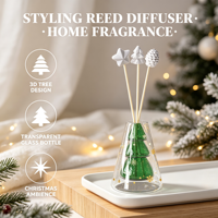 Diffuseur d'arômes en verre double couche en forme de sapin de Noël, construction en plâtre, sans alcool, écologique, longue durée