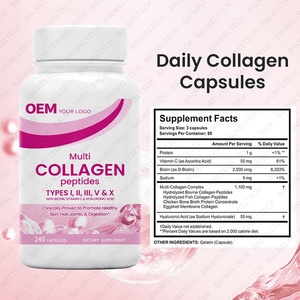 Cápsulas de Colágeno con 5 Tipos de Colágeno a Base de Alimentos (Tipos III, IV y X), Sin Gluten, para Adultos, Marca Privada OEM, Favorece la Salud de las Articulaciones y los Huesos - Product Image 3