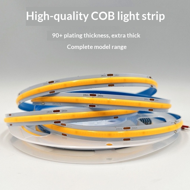 12V/24V LED COB Light Strips High Brightness Magnetic Sticker Install 5mm/8mm/10mm Widths Non-Waterproof CRI 90 Cabinet Lighting