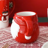 Tasse à café en céramique de style européen avec gnome de Noël, 300 ml, gaufrée et peinte à la main, pour cadeau de Noël et décoration de table