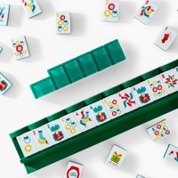 Jeu de tuiles de Mahjong en gros, bleu violet, logo personnalisé, Oh My Fair, tuiles de Mahjong américaines à 4 couches avec confettis pour table de jeu