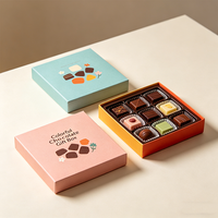 Boîtes d'emballage pour truffes fantaisie avec motifs, design populaire, couvercle en carton, boîte à chocolat carrée en carton ondulé recyclable