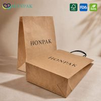 Sacs de courses en papier kraft blanc et brun personnalisés avec votre propre logo, poignées torsadées, vente en gros HONPAK