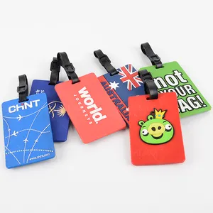 Desain Kustom Unik 3D Timbul Hewan Lucu Kartun Ukuran Standar Lembut PVC Karet Silikon Souvenir Travel Bagasi Tag