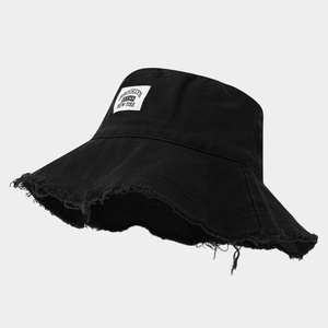 Sombrero de Pescador Retro INS para Mujer con Parche de Letras, Bordado 3D, Borde Deshilachado, Moda Urbana, para Principios de Otoño, Vacaciones, Sol y Verano - Product Image 2