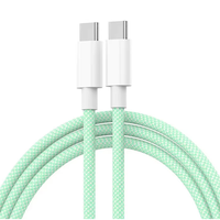 Proveedor de fábrica PD 60W Cable USB 2,0 trenzado Carga rápida Tipo C para IPhone15Pro 1M Chaqueta de nailon Transferencia de datos de materia prima