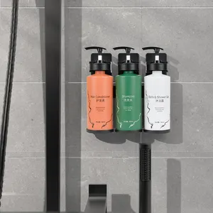 Plastik + paslanmaz çelik duvara monte duş sabunluk tutucu banyo sıvı sabunluk parantez için manyetik anahtar ile