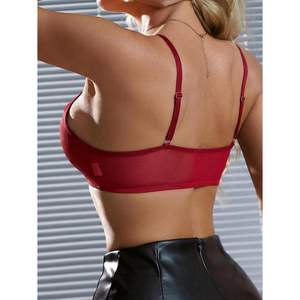 Bralette personalizado con cierre frontal, sin aros, con tiras cruzadas, diseño calado, tejido, para mujer, forma de copa triangular - Product Image 4