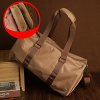 Sac de voyage en toile beige, grande capacité, imperméable, pour la gym, les voyages, les week-ends, avec compartiment pour chaussures, bandoulière, pour hommes et femmes