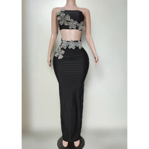 Novance Y5342 nouvelles idées de produits 2025 tendances sans bretelles velours noir robe de soirée formelle cristaux robes d'adieu pour Matric - Product Image 4