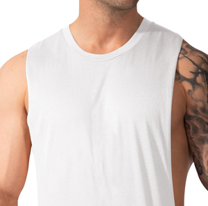 Logo personnalisé pour hommes Muscle débardeur coupe profonde sans manches chemise de gymnastique pour l'entraînement physique 100% coton tissé matériel - Product Image 2