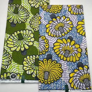 Vente en gros de cire véritable tendance 100% coton Jacquard Design Kente Ghana tissu de cire Ankara Design tissu imprimé à motifs africains