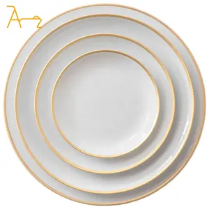 厂家供应圆形白金轮边盘7 "8" 9 "英寸陶瓷陶瓷板骨瓷餐厅餐具
