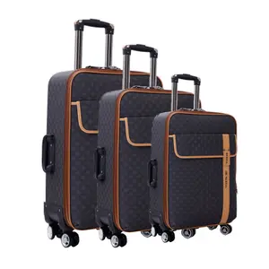 中国工厂低价批发PVC皮革软旅行箱包套装3件