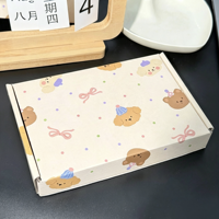 Boîte d'expédition en carton ondulé motif ours et chien de dessin animé, avec nœud à pois coloré, pour cadeaux