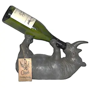 Soporte de vino de rinoceronte personalizado, estatua de rinoceronte, estante de vino, figurita, animal salvaje, escultura de botella, bastidores