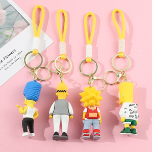 Porte-clés mignon personnalisé en PVC 3D, accessoire de dessin animé Kawaii en caoutchouc, porte-clés de voiture, sac, pendentif, famille Simpson - Product Image 4