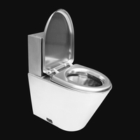 Kuge Factory Wholesale 580mm P Trap Sanitary Wares Bathroom Stainless Steel Water Closet Toilet With Bidet in Stock