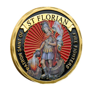 Moneta Commemorativa in Metallo di San Floriano Vigilante dei Pompieri, Souvenir a Tema Tradizione e Dedizione - Product Image 3