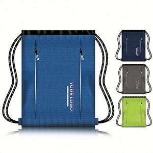 Personalized Printed Heavy Duty Polyester <b>String</b> <b>Bag</b> Dual Vertical Zippered Pocket Sack Durable Fitness Travel Gear - Product Image 1