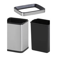 Poubelle moderne en acier inoxydable pour usage extérieur, capacité de 5 à 30 L, structure à ouverture supérieure, design carré pour la maison, le bureau ou la voiture