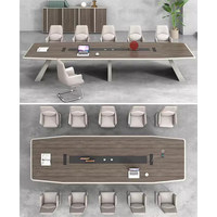 Table de conférence haut de gamme, grand bureau, ensemble de chaises, table longue, style minimaliste moderne, design laqué à deux niveaux, résistant aux taches