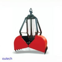 Godet de préhension mécanique automatique motorisé robuste de 0,5 à 2 mètres cubes, hauteur d'ouverture réglable, spécifique aux matériaux en vrac