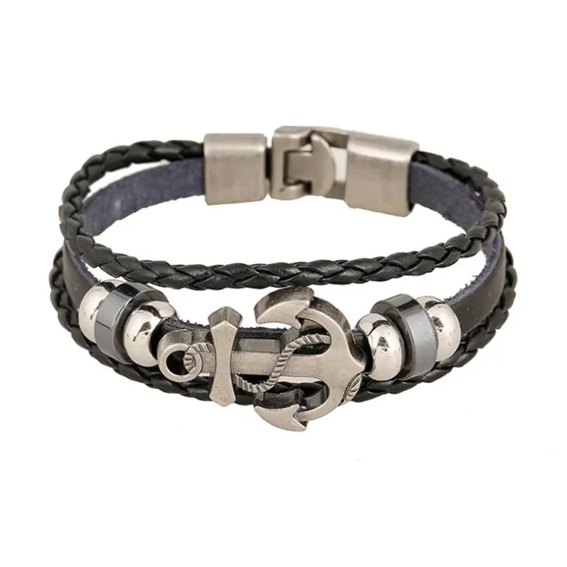 Bracelet Men Rope Braid Rope Nautical Style Men's Viking Bracelet Jewelry With Anchor Charm