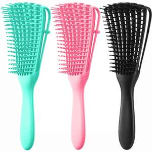 Brosse à cheveux en plastique anti-nœuds à huit rangées, type pieuvre, avec logo personnalisé, pour femmes aux cheveux bouclés, vente en gros, 5 couleurs - Product Image 1
