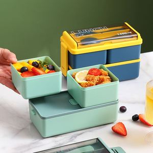 Boîte à lunch isotherme double couche en plastique avec sac, compatible micro-ondes, pour étudiants - Product Image 3