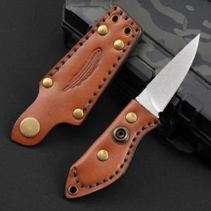 Navaja de Bolsillo Plegable de Acero Inoxidable con Mango de Cuero de Alta Calidad, Navaja de Camping Personalizable OEM, Portátil para Supervivencia al Aire Libre - Product Image 5