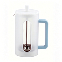 Cafetière à piston en verre borosilicate cannelé coloré avec couvercle en plastique côtelé et poignée, cadeaux personnalisés originaux pour café et thé