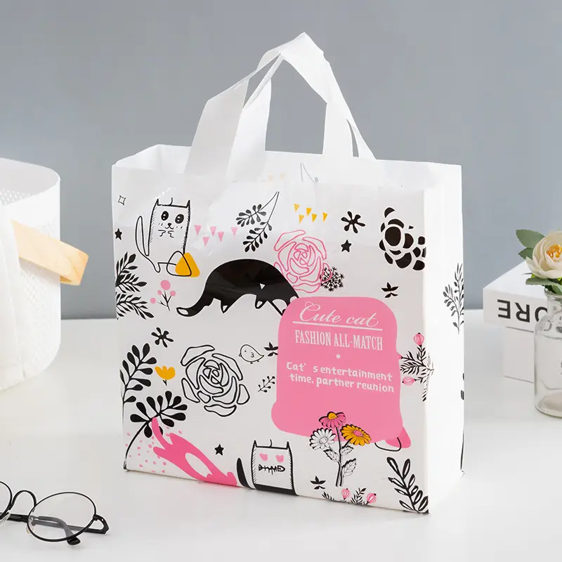 Disponibile In magazzino durevole grande piccola dimensione Shopping Bag In plastica personalizzata uso negozio con borsa con manico ad anello