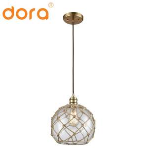 Le moderne lampade da cucina dorate possono essere <span class=keywords><strong>paralume</strong></span> in vetro personalizzato fai da te e illuminazione del lampadario in corda di canapa - Product Image 2