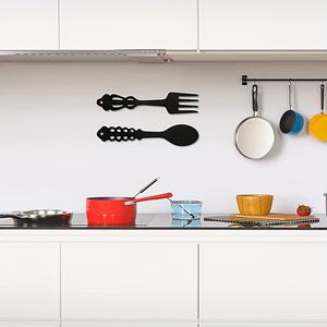 Ensemble <span class=keywords><strong>de</strong></span> 2 panneaux décoratifs en fer en forme <span class=keywords><strong>de</strong></span> fourchettes et <span class=keywords><strong>de</strong></span> cuillères, grands objets muraux modernes <span class=keywords><strong>pour</strong></span> la décoration murale <span class=keywords><strong>de</strong></span> <span class=keywords><strong>cuisine</strong></span> <span class=keywords><strong>de</strong></span> style ferme - Product Image 5