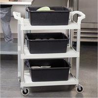 Chariot de service alimentaire en plastique durable CAMBRO BC331KD pour la restauration hôtelière, chariot de service alimentaire à 3 niveaux, chariot à pousser, chariot de nettoyage