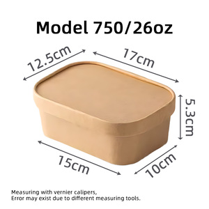 Jiehui Factory Wholesales Biodegradable Disposable Kraft Paper Food Cartons &amp; Bowls Custom Prints Rectangle 750ml/26oz - Product Image 2