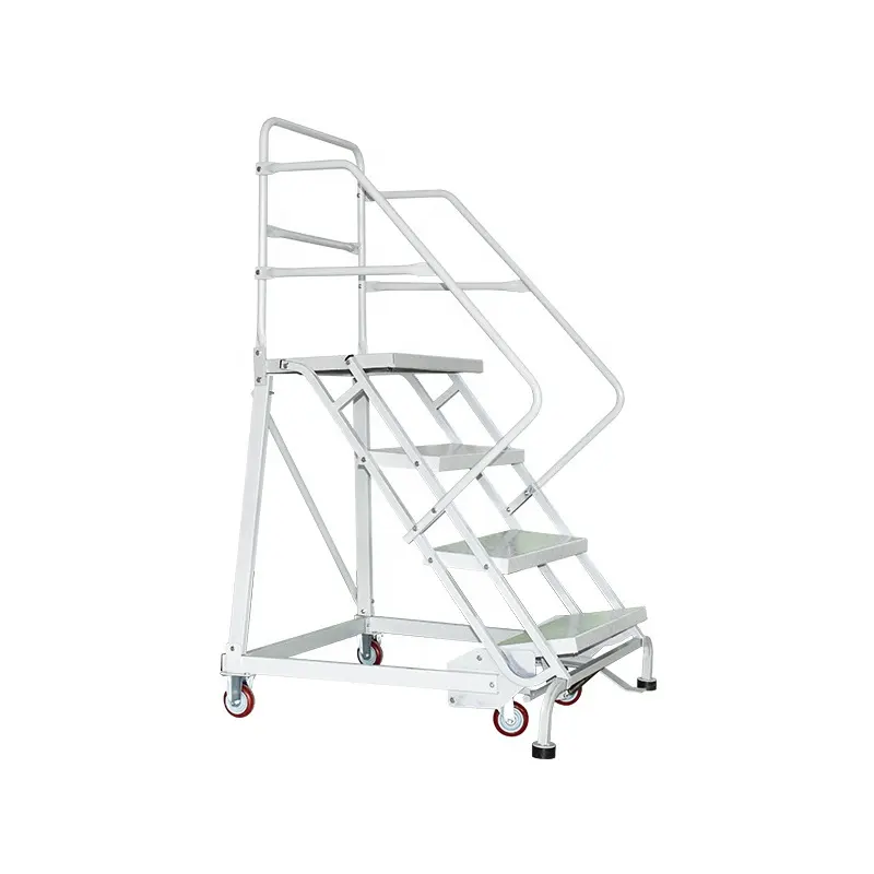 Escada de alumínio para armazém de segurança personalizada, plataforma móvel rolante, caminhão com corrimão e rodas, escada de escalada para armazém