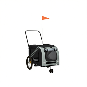 Remorque de vélo pour animaux de compagnie Tindars en tissu Oxford gris avec roues, transporteur d'animaux pour l'extérieur - Product Image 1